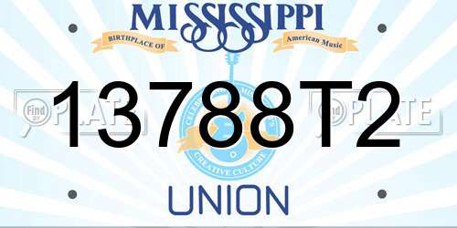 13788T2 Mississippi License Plate