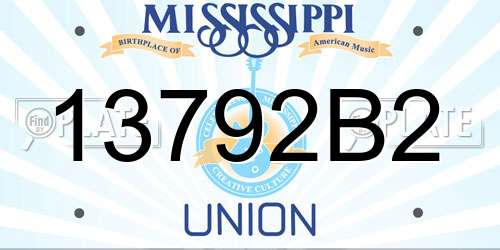 13792B2 Mississippi License Plate