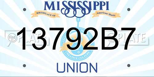 13792B7 Mississippi License Plate