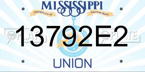 13792E2 Mississippi License Plate