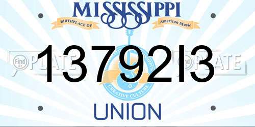 13792I3 Mississippi License Plate