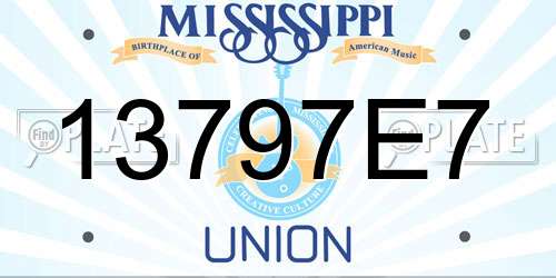 13797E7 Mississippi License Plate