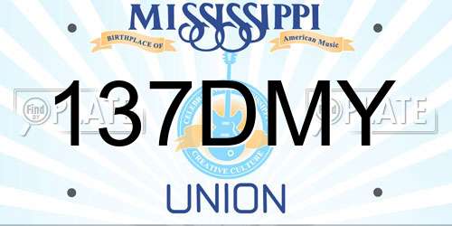 137DMY Mississippi License Plate