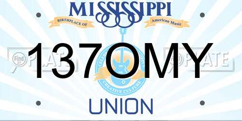 137OMY Mississippi License Plate