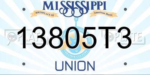 13805T3 Mississippi License Plate