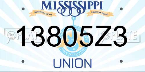 13805Z3 Mississippi License Plate