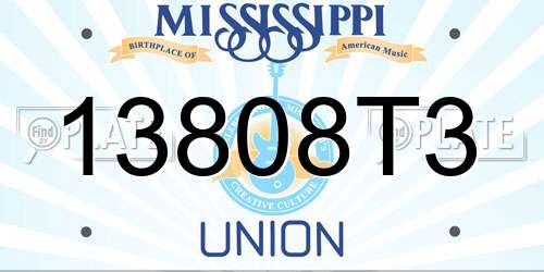 13808T3 Mississippi License Plate