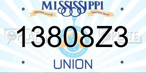 13808Z3 Mississippi License Plate
