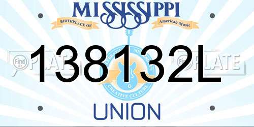 138132L Mississippi License Plate