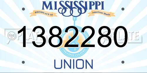 1382280 Mississippi License Plate