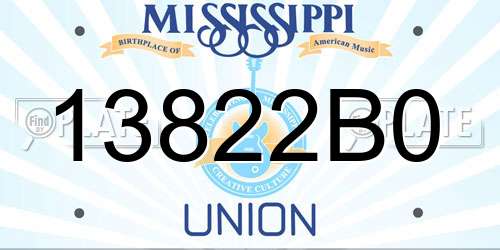 13822B0 Mississippi License Plate