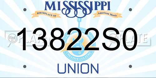 13822S0 Mississippi License Plate