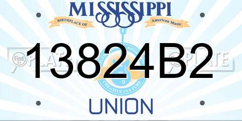 13824B2 Mississippi License Plate