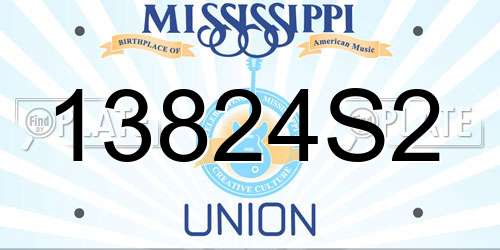 13824S2 Mississippi License Plate