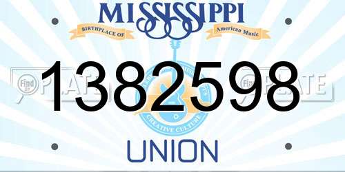 1382598 Mississippi License Plate