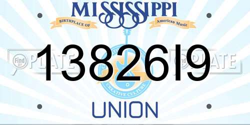 13826I9 Mississippi License Plate