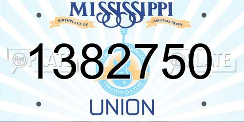 1382750 Mississippi License Plate