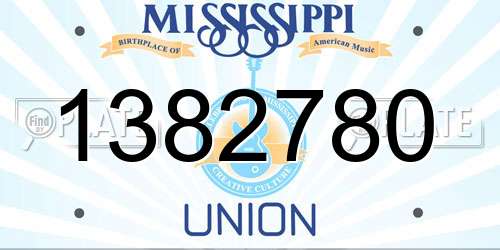 1382780 Mississippi License Plate