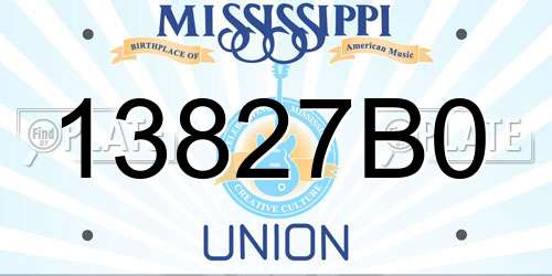 13827B0 Mississippi License Plate