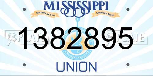 1382895 Mississippi License Plate