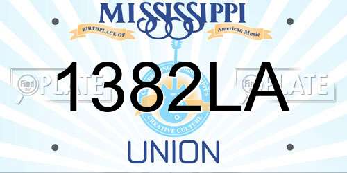 1382LA Mississippi License Plate