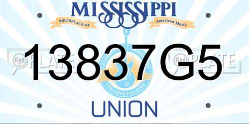 13837G5 Mississippi License Plate