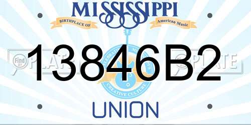 13846B2 Mississippi License Plate