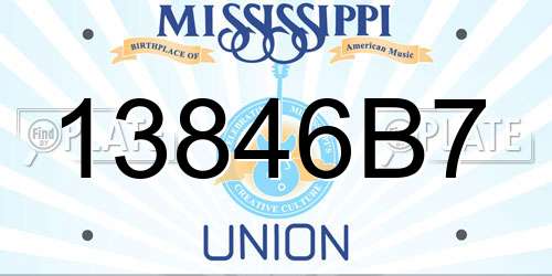13846B7 Mississippi License Plate