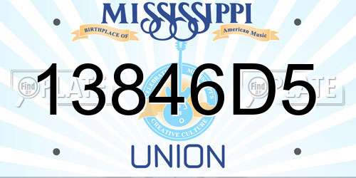13846D5 Mississippi License Plate