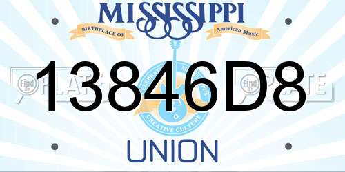 13846D8 Mississippi License Plate