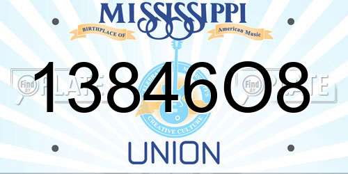 13846O8 Mississippi License Plate