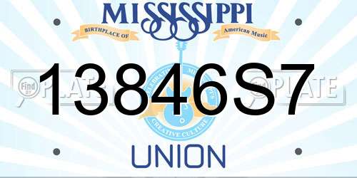13846S7 Mississippi License Plate