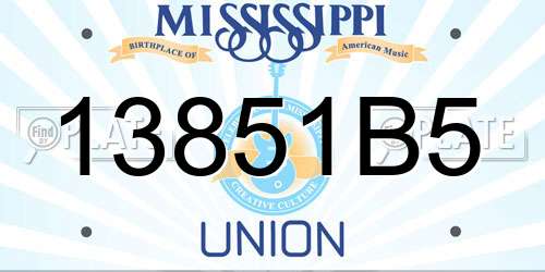 13851B5 Mississippi License Plate