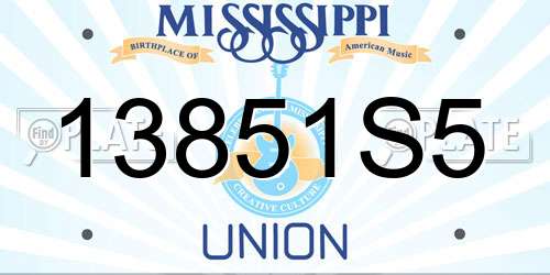13851S5 Mississippi License Plate