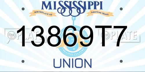 13869T7 Mississippi License Plate