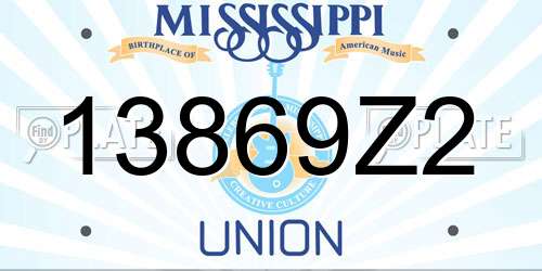 13869Z2 Mississippi License Plate