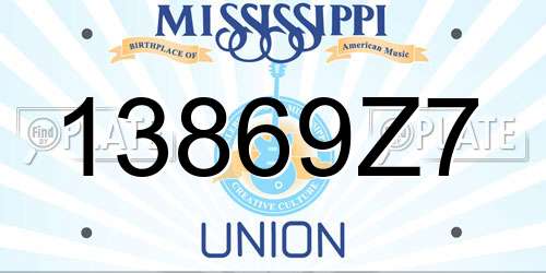 13869Z7 Mississippi License Plate