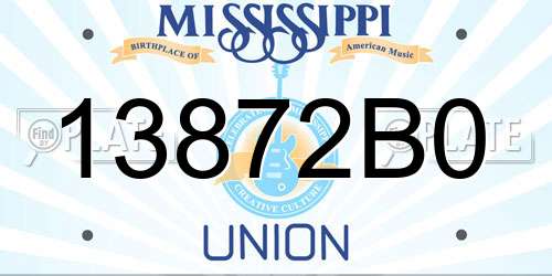 13872B0 Mississippi License Plate