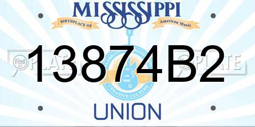 13874B2 Mississippi License Plate