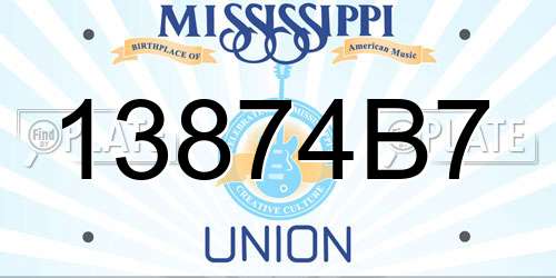 13874B7 Mississippi License Plate