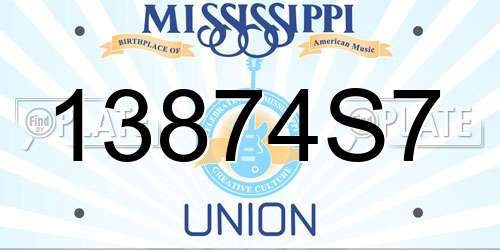 13874S7 Mississippi License Plate