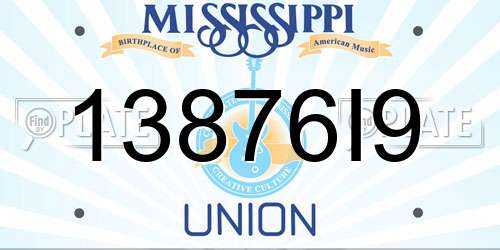 13876I9 Mississippi License Plate
