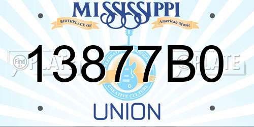 13877B0 Mississippi License Plate