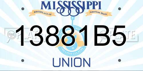 13881B5 Mississippi License Plate