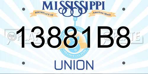 13881B8 Mississippi License Plate