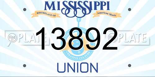 13892 Mississippi License Plate