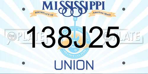 138J25 Mississippi License Plate