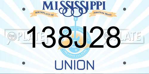 138J28 Mississippi License Plate
