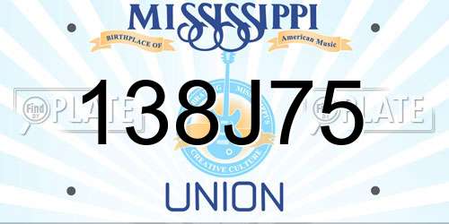 138J75 Mississippi License Plate