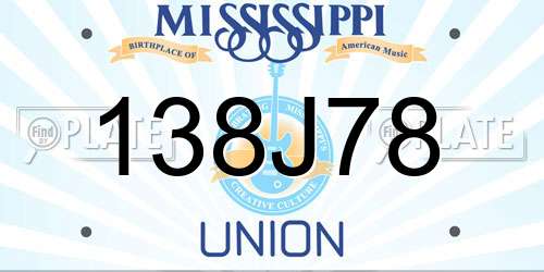 138J78 Mississippi License Plate